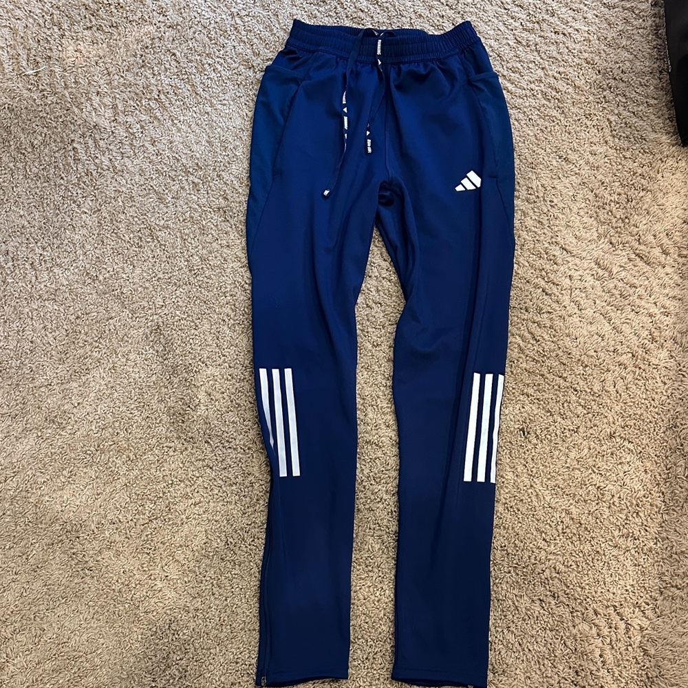 Like New Adidas Men’s Navy Joggers with White Stripes